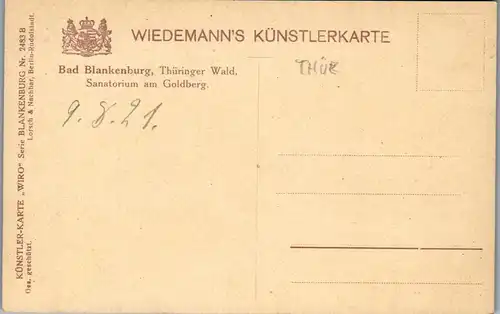 43691 - Deutschland - Bad Blankenburg , Sanatorium am Goldberg - nicht gelaufen 1921