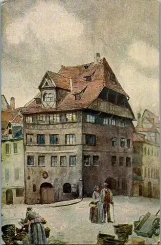 43705 - Künstlerkarte - Nürnberg , Das Dürer Haus , Geweihte Stätten - gelaufen 1919