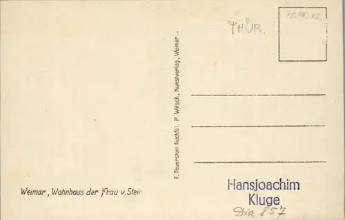 43749 - Deutschland - Weimar , Wohnhaus der Frau von Steir - nicht gelaufen
