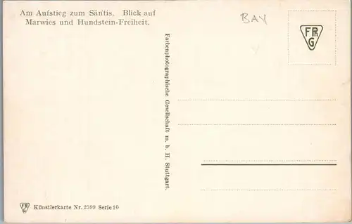 43752 - Künstlerkarte - Am Aufstieg z. Säntis , Blick auf Marwies u. Hundstein Freiheit - nicht gelaufen