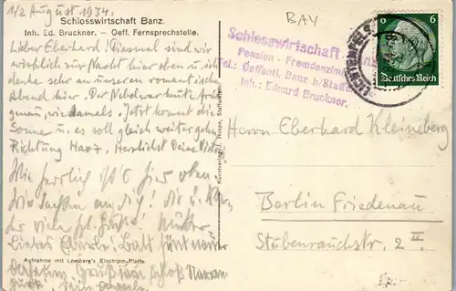 43753 - Deutschland - Bad Staffelstein , Schloss Banz , Inh. Ed. Bruckner - gelaufen 1934