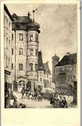 43794 - Künstlerkarte - Regensburg , Krauterermarkt am Bischofshof , Otto Zacharias - nicht gelaufen