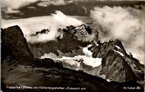 43811 - Deutschland - Zugspitze , mit Höllentalgletscher v. Kreuzeck aus - gelaufen 1956