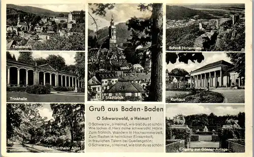 43824 - Deutschland - Baden Baden , Trinkhalle , Lichtenthaler Allee , Schloß Hohenbaden - gelaufen 1955