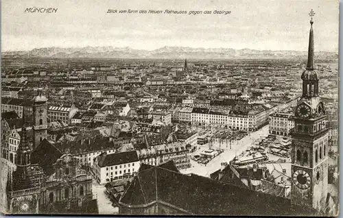 43844 - Deutschland - München , Blick vom Turm des Neuen Rathauses gegen das Gebirge - nicht gelaufen