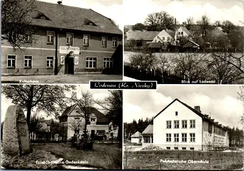 43871 - Deutschland - Lodenau , Kr. Niesky , Kulturhaus , Ernst Thälmann Gedenkstein , Polytechnische Oberschule