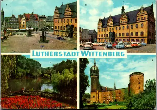 43898 - Deutschland - Wittenberg , Lutherstadt , Markt , Rathaus , Schwanenteich , Schloßkirche - gelaufen 1967