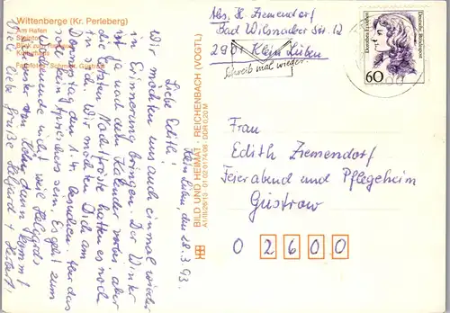 43899 - Deutschland - Wittenberge , Kr. Perleberg , Am Hafen , Steintor , Kultirhaus , Mehrbildkarte - gelaufen 1993