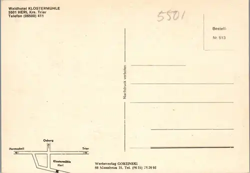 43968 - Deutschland - Herl , Kr, Trier , Waldhotel Klostermühle - nicht gelaufen