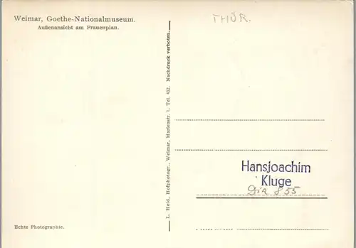43985 - Deutschland - Weimar , Goethe Nationalmuseum , Außenansicht am Frauenplan - nicht gelaufen