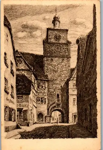44012 - Künstlerkarte - Rothenburg ob der Tauber , Weißer Turm - nicht gelaufen