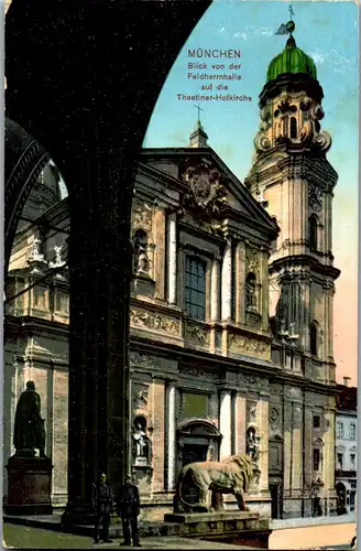 44037 - Deutschland - München , Blick von der Feldherrnhalle auf die Theatiner Hofkirche , Feldpost - gelaufen 1916