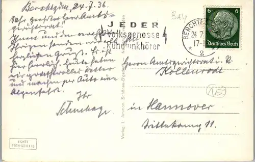 44041 - Deutschland - Berchtesgaden , Watzmann und Steinernes Meer - gelaufen 1936