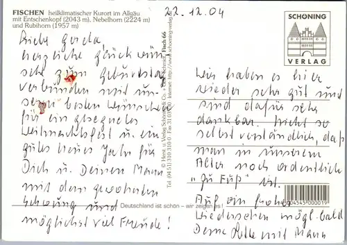 44068 - Deutschland - Fischen , Entschenkopf , Nebelhorn , Rubihorn , Mehrbildkarte - gelaufen 2004