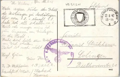 44080 - Deutschland - Frankfurt am Main , Eisener Steg mit Dom , Feldpost - gelaufen 1942