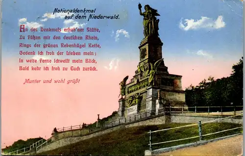 44105 - Deutschland - Niederwald , Nationaldenkmanl auf dem Niederwald - gelaufen 1914