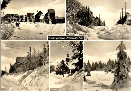 44132 - Deutschland - Frauenwald , Rennsteig , Mehrbildkarte , Winter , Wintersport - gelaufen 1975