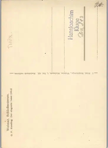 44170 - Künstlerkarte - Weimar , Schloßmuseum , Der elegante Leser , G. F. Kersting  - nicht gelaufen