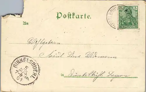 44173 - Deutschland - Waldkatzenbach , Waldbach , Gruss aus , Restaurant zum Katzenbuckel , beschädigt - 1901