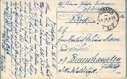 44175 - Deutschland - Wiesbaden , Kurhaus mit Blumengarten - gelaufen 1916