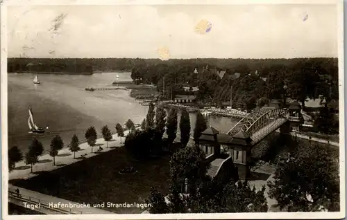 44187 - Deutschland - Berlin , Tegel , Hafenbrücke und Strandanlagen - gelaufen 1929