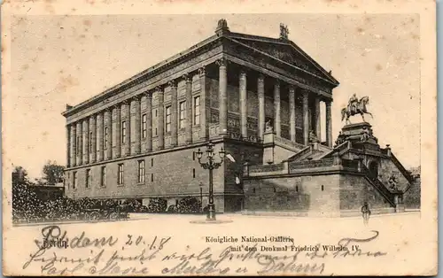 44212 - Deutschland - Berlin , Königliche National Galerie , Denkmal Friedrich Wilhelm IV - gelaufen 1903