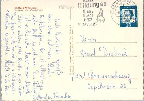 44254 - Deutschland - Bad Wildungen , Kurpark mit Wandelhalle - gelaufen 1964