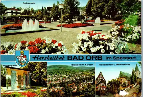 44267 - Deutschland - Bad Orb , Spessart , Salinenplatz , Philippsquelle , Kurpark , Mehrbildkarte - gelaufen 1974