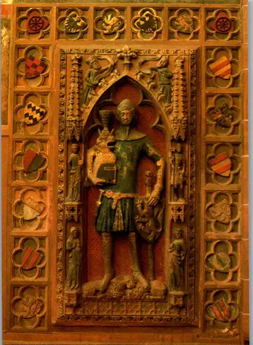 44275 - Kirchen - Frankfurt am Main , St. Bartholomäus Dom , Deckplatte des ehem. Hochgrabs - nicht gelaufen