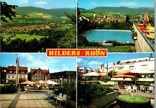 44310 - Deutschland - Hilders , Rhön , Im Ulstertal , Mehrbildkarte , Schwimmbad , Markt - gelaufen 1985