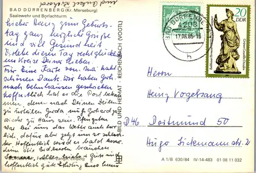 44352 - Deutschland - Bad Dürrenberg , Kr. Merseburg , Saalewehr und Borlachturm - gelaufen 1985