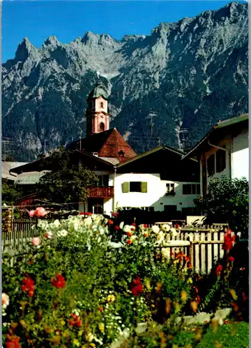 44357 - Deutschland - Mittenwald , Ortsansicht gegen Karwendelgebirge - gelaufen