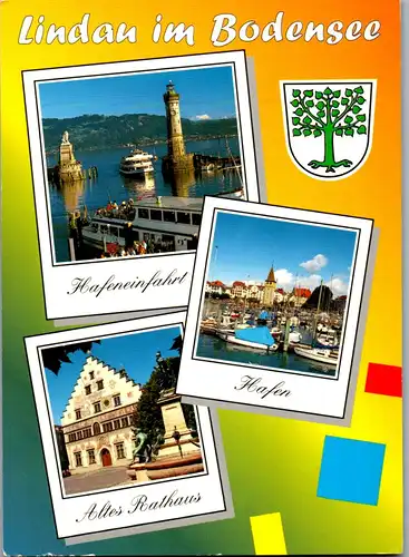 44399 - Deutschland - Lindau im Bodensee , Hafeneinfahrt , Hafen , Altes Rathaus - gelaufen 1999