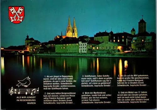 44400 - Deutschland - Regensburg , Liederkarte , Stadtansicht - gelaufen 1999