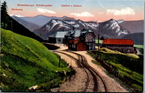 44418 - Salzburg - Schafbergalpe , Gasthof u. Station , Eisenbahn , Bahn , Dachstein - nicht gelaufen 1913