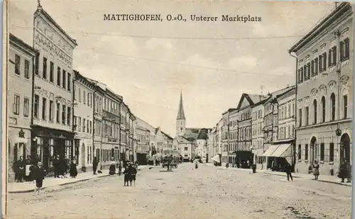 44421 - Oberösterreich - Mattighofen , Unterer Marktplatz - gelaufen 1923