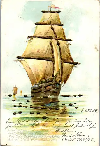 44422 - Schiffe - Segelschiff ,  - gelaufen 1902