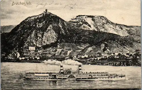 44425 - Deutschland - Drachenfels , Dampfer Auguste Victoria - gelaufen 1908