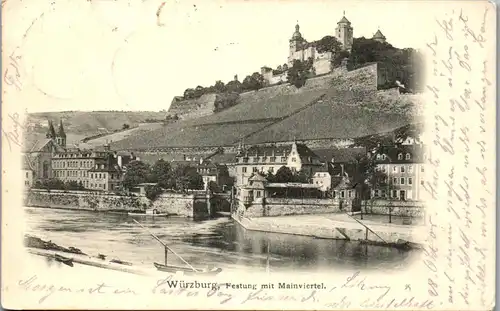44427 - Deutschland - Würzburg , Festung mit Mainviertel - gelaufen 1905