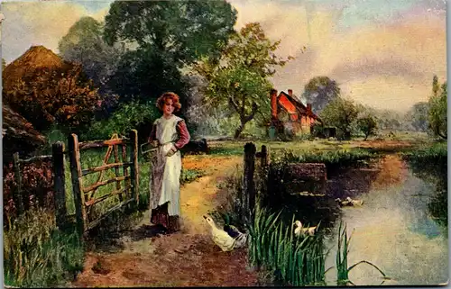 44434 - Künstlerkarte - Motiv , signiert - gelaufen