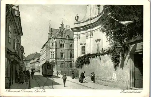 44437 - Oberösterreich - Linz , Herrenstrasse , Straßenbahn - gelaufen 1925