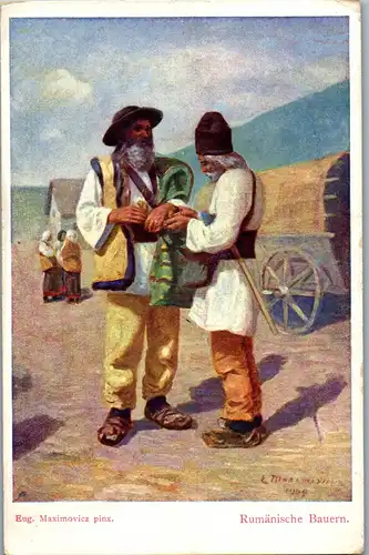 44440 - Künstlerkarte - Rumänische Bauern , signiert Eug. Maximovicz - gelaufen 1915