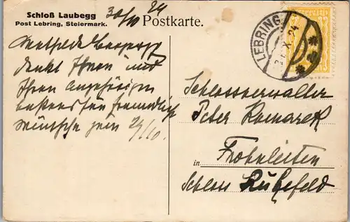 44449 - Steiermark - Ragnitz , Leibnitz , Schloss Laubegg - gelaufen 1924