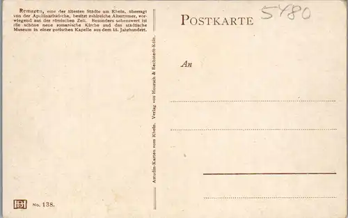 44464 - Künstlerkarte - Deutschland , Remagen , Panorama - nicht gelaufen