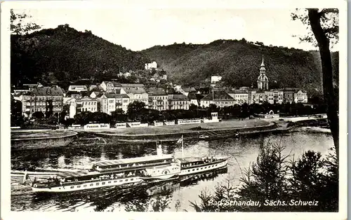 44469 - Deutschland - Bad Schandau , Dampfer , Schiff , Panorama - gelaufen 1937