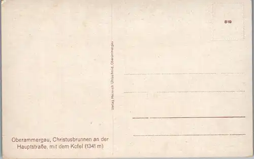 44470 - Künstlerkarte - Oberammergau , Christusbrunnen an der Hauptstraße m. d. Kofel , sig. Marschall