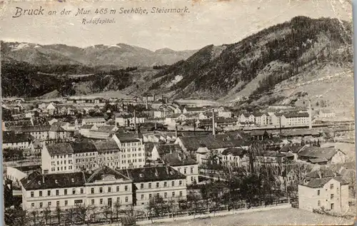 44501 - Steiermark - Bruck an der Mur , Rudolfspital , l. beschädigt - gelaufen 1919