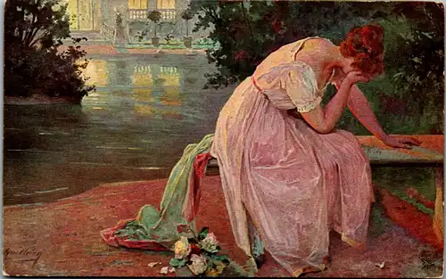 44527 - Künstlerkarte - Herzeleid , signiert Franz Guillery - nicht gelaufen