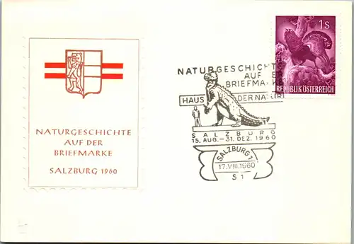 44568 - Österreich - Maximumkarte , Naturgeschichte auf der Briefmarke - nicht gelaufen 1960