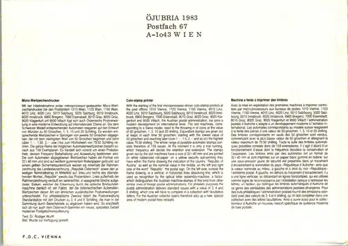 44570 - Österreich - ÖJUBRIA , Automatenwertzeichen , Autmomatenmarke , Jugendleiterseminar Götzis - nicht gelaufen 1983